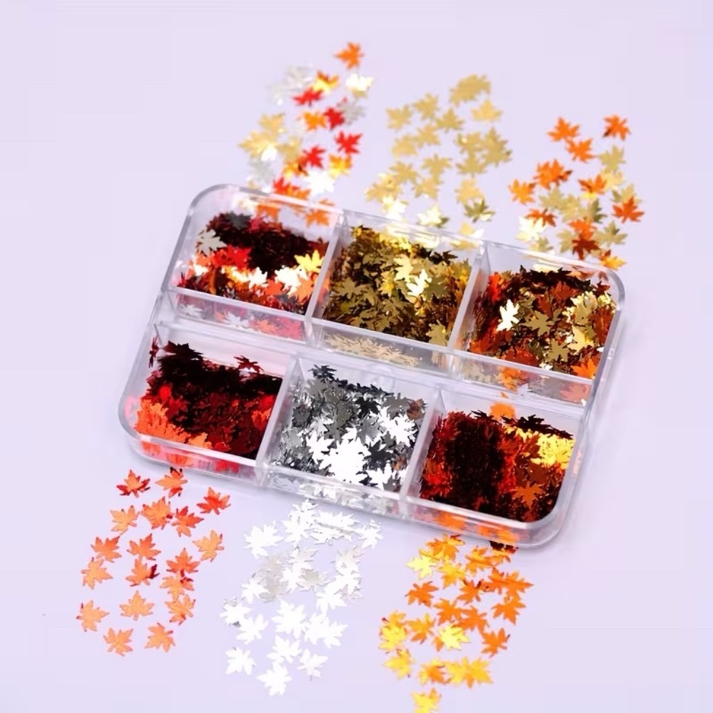 Metallic Maple Leaf Nail Art Multi-Color Acrylic Decals